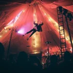 Circus performer performs his act