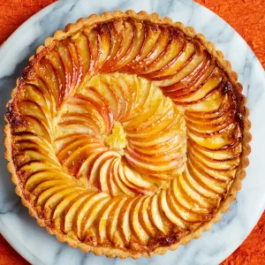 An image from above of Dame Prue Leith's Normandy Apple Tart