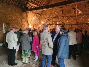 The guests gathered in the barn before the show