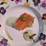 The starter of Salmon on a decorated plate